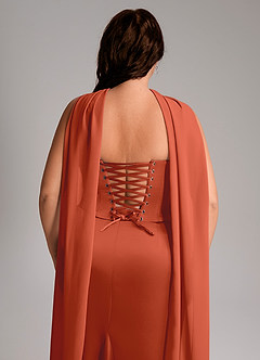Azazie Sorrel Robes de demoiselle d'honneur Robe Sirène Convertible en Satin extensible Sans bretelle Rouille image11