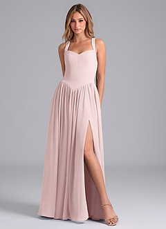 Azazie Francis Brautjungfernkleider A-Linie Korsett Chiffon Kleid Zartrosa image3