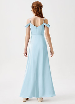 Azazie Ocean Junior Jurk van Stretch Satijn met A-Lijn Off the Shoulder Hemelsblauw image7