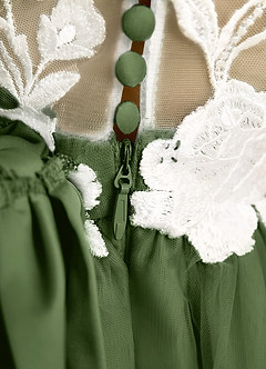 Azazie Sundae Blumenmädchenkleider Ballkleid Spitze Kleid Olivgrün image8