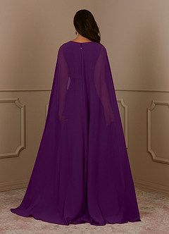 Azazie Isa Mother of the Bride Dresses Grape A-Line V-Neck Pleated Chiffon Dress image4