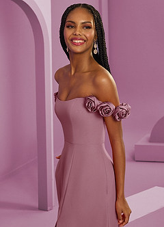 Barbie ♥ Azazie Bridesmaid Dresses Vintage Mauve A-Line Off the Shoulder Chiffon Convertible Dress image5