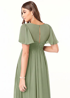 Azazie Verna Abiti da damigella d'onore premaman Abito A-Line Increspato con Scollo a V Chiffon Floor-Length image6