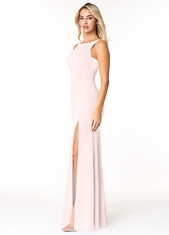 Azazie Rogue Bridesmaid Dresses Blushing Pink Mermaid Scoop Side Slit Stretch Crepe Dress image3