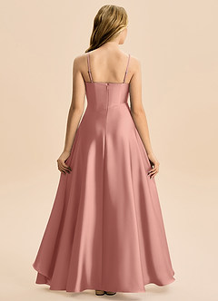 Azazie Eirlys Junior A-Linie Plissee Stretch-Satin Kleid Rosettenrosa image2