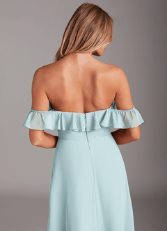 Azazie Lyra Robes de demoiselle d'honneur Robe Trapèze Convertible en Mousseline de soie Brume image8