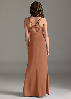 Azazie Mero Junior Bronzer Mermaid Pleated Stretch Satin Dress image5