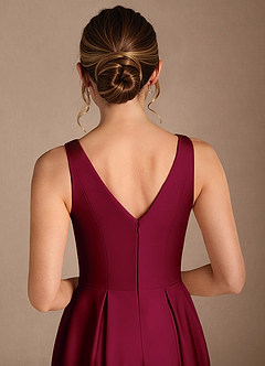 Azazie Fulton Mère de la mariée Robes Robe Trapèze en Satin extensible Plissée Bourgogne image6