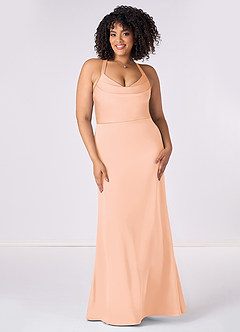 Barbie ♥ Azazie Bridesmaid Dresses English Rose Mermaid Pleated Stretch Satin Dress image6