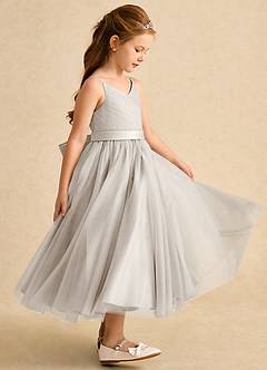 Azazie Patootie Flower Girl Dresses Frost A-Line Spaghetti Strap Tulle Dress image4