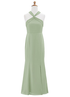 Azazie Rue Junior Dusty Sage Mermaid Side Slit Chiffon Dress image6