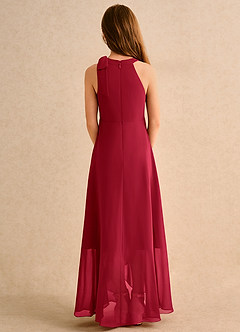 Azazie Boop Girls Formal Blumenmädchenkleider A-Linie Schleifen Chiffon Kleid Scharlachrot image2