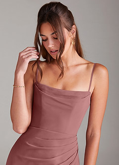 Azazie Leonis Bridesmaid Dresses Desert Rose Mermaid Strapless Chiffon Convertible Dress image2