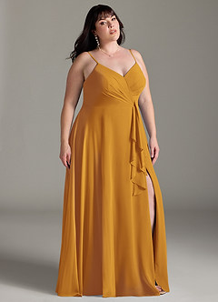 Azazie Akita Bridesmaid Dresses Butterscotch A-Line Chiffon Dress image7
