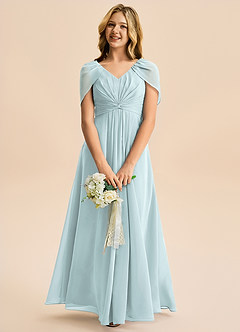 Azazie Emma Junior Vestido de Neblina de Gasa de Corte en A con Plisado image3