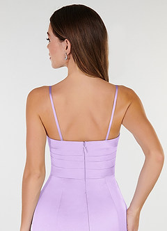 Azazie Yola Bridesmaid Dresses Lilac Sheath V-Neck Pleated Stretch Satin Convertible Dress image8
