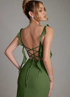 Azazie Jessamine Bridesmaid Dresses Olive Mermaid Corset Chiffon Dress image2