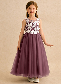 Azazie Mixie Flower Girl Dresses Sangria Ball-Gown Lace Dress image5