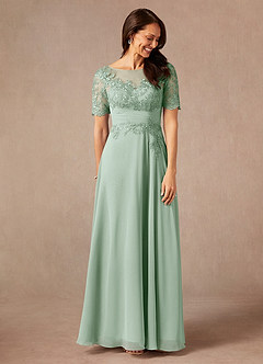 Azazie Raissa Mother of the Bride Dresses Agave A-Line Lace Chiffon Dress image7