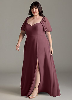 Azazie Chloe Brautjungfernkleider A-Linie Herzausschnitt Chiffon Kleid Sangria image11
