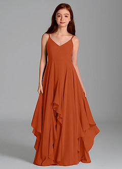 Azazie Karan Junior Burnt Orange A-Line Chiffon Dress image4
