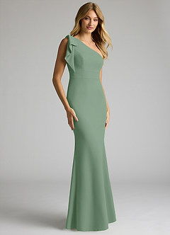 Azazie Rinna Bridesmaid Dresses Matcha Mermaid One Shoulder Stretch Crepe Dress image1