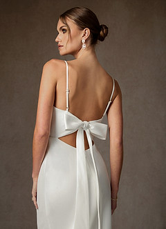 Azazie Moriah Wedding Dresses Diamond White Sheath Stretch Mikado Dress image5