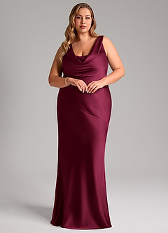 Azazie Rylina Bridesmaid Dresses Burgundy Mermaid Stretch Satin Dress image9