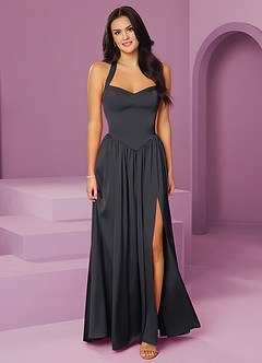 Barbie ♥ Azazie Bridesmaid Dresses Black A-Line with Pockets Stretch Satin Dress image8