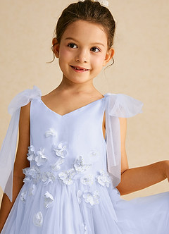 Azazie Minia Flower Girl Dresses Lavender A-Line Bow Matte Satin Dress image4