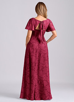 Azazie Kimber Bridesmaid Dresses Burgundy A-Line with Pockets Floral Burnout Dress image8