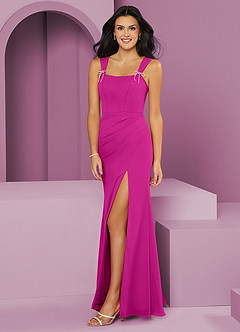 Barbie ♥ Azazie Abiti da Damigella Abito Sirena in Chiffon Plissettato Fucsia image8