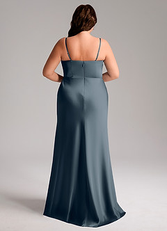 Azazie Lidia Bridesmaid Dresses Twilight Mermaid Side Slit Stretch Satin Dress image2