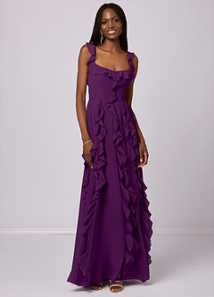 Barbie ♥ Azazie Vestidos de damas de honor Vestido de Uva de Gasa de Corte en A con Con bolsillos image3