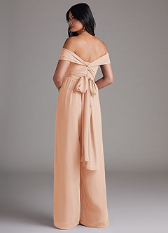 Azazie Lamara Robes de demoiselle d'honneur Combinaison Convertible en Mousseline de soie Épaule décolletée Rose Perle image5