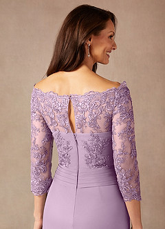 Azazie Rhonda Mother of the Bride Dresses Wisteria Mermaid Off the Shoulder Mesh Dress image8