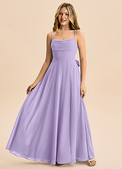 Azazie Bear Junior Lilac A-Line Pleated Chiffon Dress image4