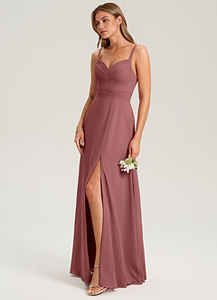 Azazie Terese Bridesmaid Dresses Amethyst A-Line Pleated Chiffon Dress image7