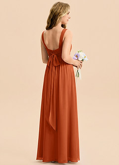 Azazie Kora Junior Burnt Orange A-Line Pleated Chiffon Dress image2