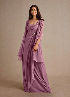 Azazie Clinton Mother of the Bride Dresses Vintage Mauve A-Line Pleated Mesh Dress image1