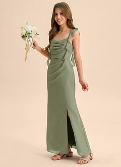 Azazie Jessamine Junior Pistachio Mermaid Sweetheart Neckline Chiffon Dress image6