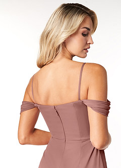 Azazie Tessa Jurken voor bruidsmeisjes Converteerbaar Jurk van Mesh met Kolom Lieverd off-the-shoulder Ceder Roos image7