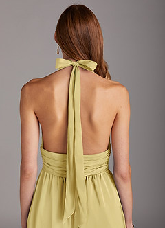 Azazie Oli Robes de demoiselle d'honneur Combinaison en Satin extensible Plissée Sorbet Citron image5