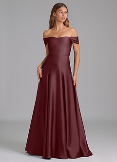 Azazie Seriana Vestidos de damas de honor Vestido de Sangrado de Satén Elástico de Corte en A Convertible con Vestidos sin tirantes image1