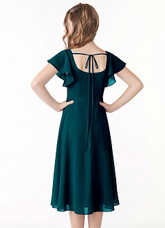 Azazie Bondi Junior Linia A Marszczony Szyfon Długość herbaty Młodsza druhna Sukienka image3