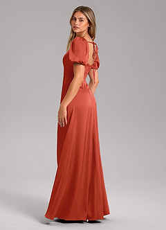 Azazie Fyona Brautjungfernkleider A-Linie Plissee Stretch-Satin Kleid Rost image5