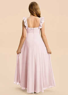 Azazie Dory Junior Blushing Pink A-Line Ruched Chiffon Dress image2