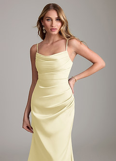 Azazie Lucille Bridesmaid Dresses Lemon Sorbet Mermaid Strapless Stretch Satin Convertible Dress image5