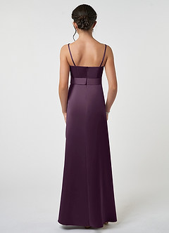 Azazie Anina Junior Robe Trapèze en Satin extensible Arc Prune image2