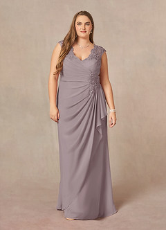 Azazie Gladys Mother of the Bride Dresses Dusk A-Line Queen Anne Lace Chiffon Dress image7